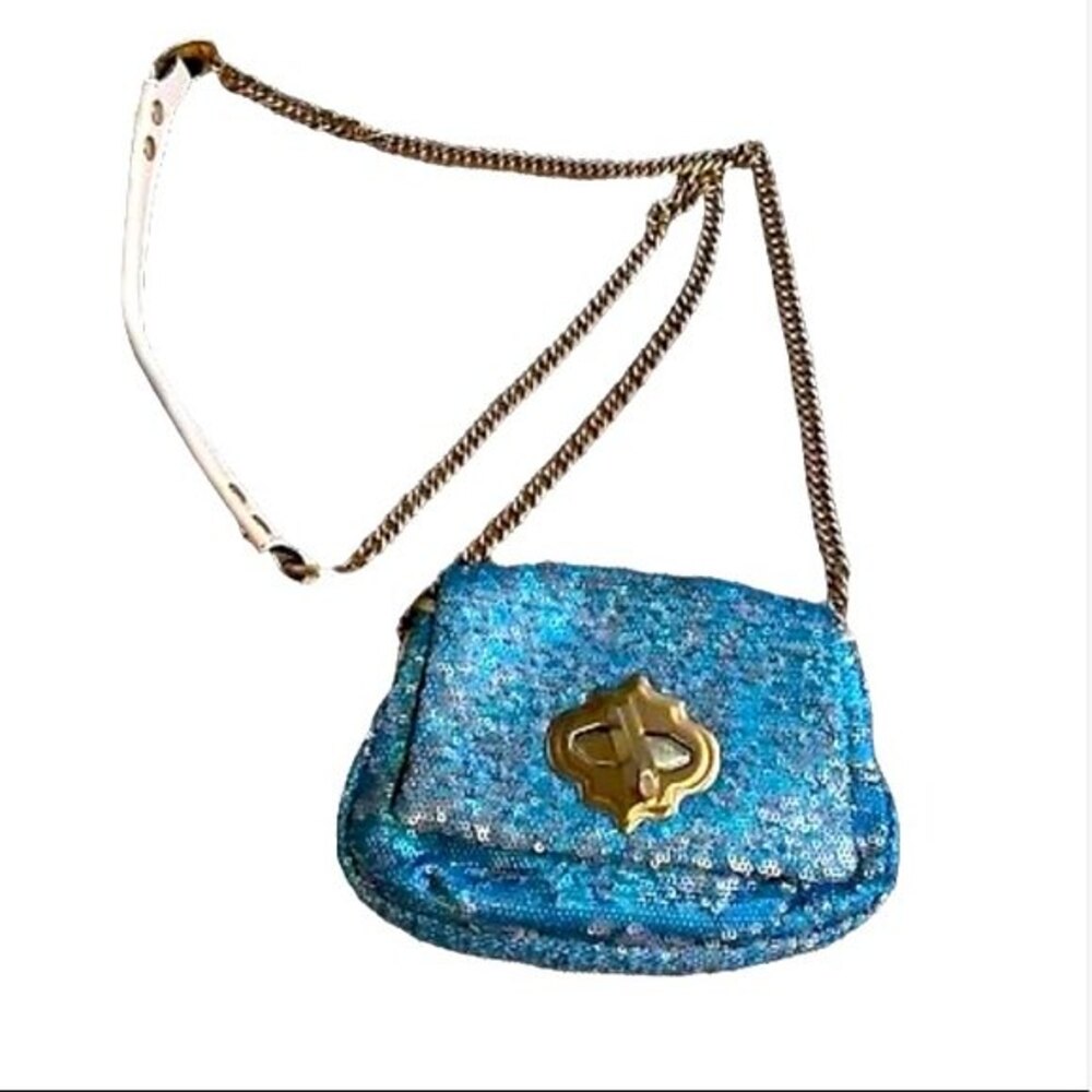 OrYANY Sequin and Gold Leather Crossbody Bag